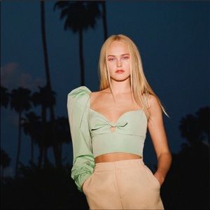 ZARA One Sleeve Puff Crop Top